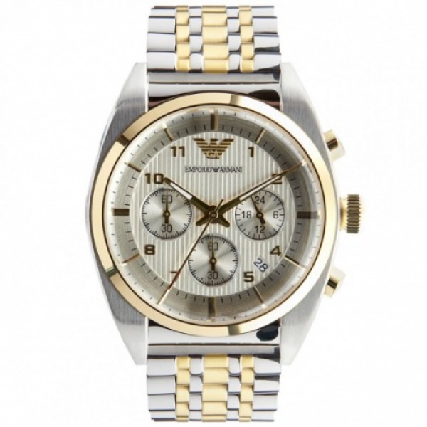 EMPORIO ARMANI AR0396 GENTS SILVER AND GOLD WATCH