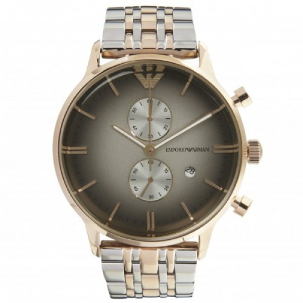 EMPORIO ARMANI AR1721 ROSE GOLD-TONE & STAINLESS STEEL MULTIFUNCTION MENS WATCH