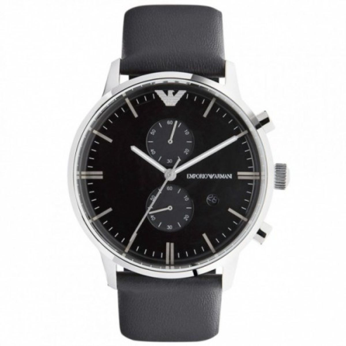 EMPORIO ARMANI AR0397 MENS BLACK LEATHER WATCH