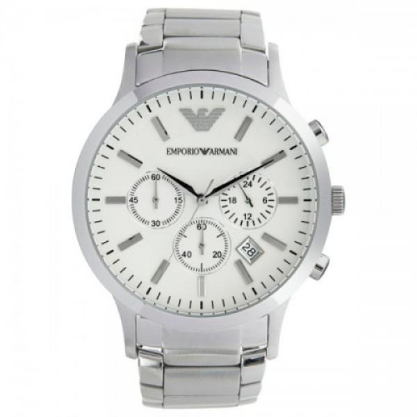 EMPORIO ARMANI AR2458 GENTS SILVER STAINLESS STEEL WATCH