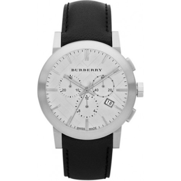 Burberry BU9355 Men's Swiss Chronograph Black Leather Strap Watch
