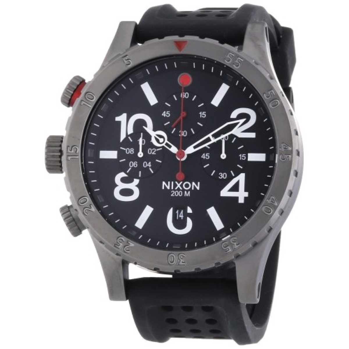 Nixon Men's 48 20 Chrono A2781426 Black Rubber Quartz Watch