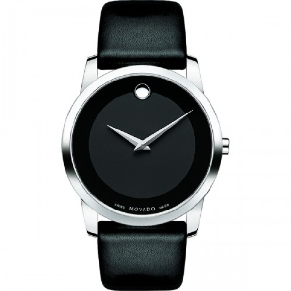 MOVADO 0606502 Men's Museum Black Dial Black Leather Watch