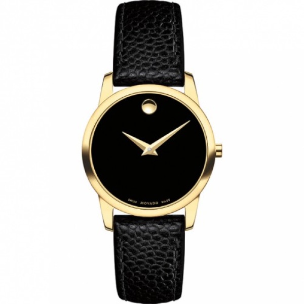 MOVADO 0607016 Museum Classic Black Dial Black Leather Ladies Watch