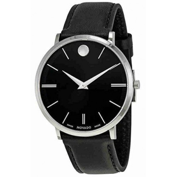 MOVADO 0607086 Men's Ultra Slim Black Sunray Dial Watch