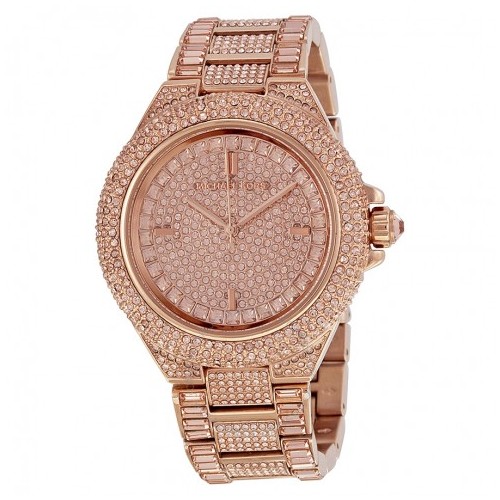 michael kors rose gold rhinestone watch