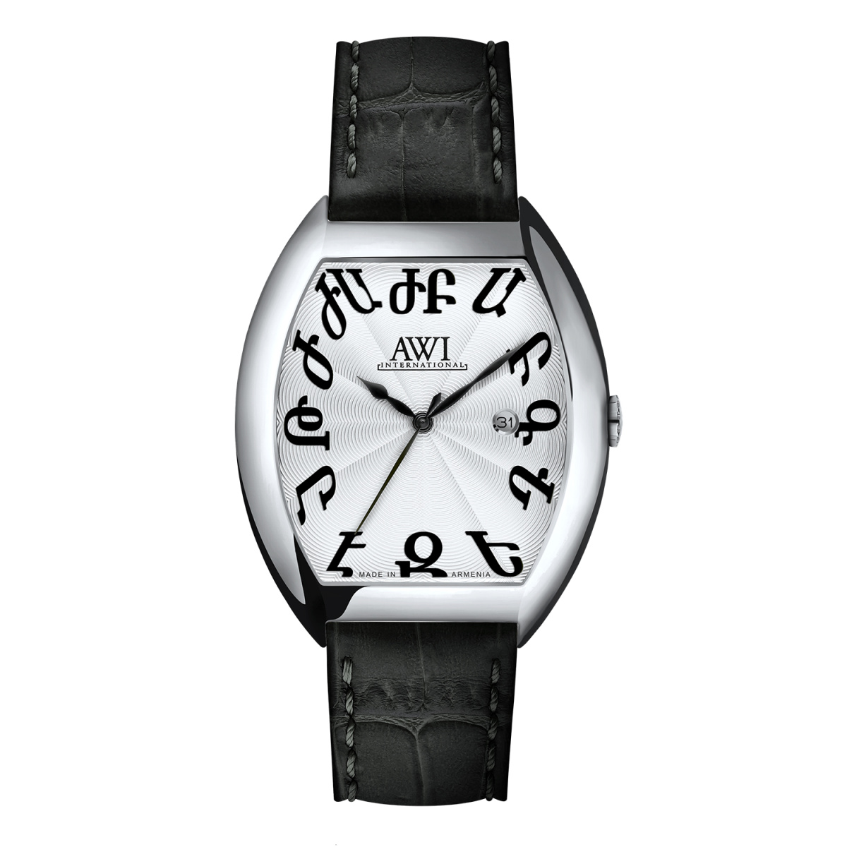 AWI 2444.T1 Men's Silver Tone Watch With Armenian Letters