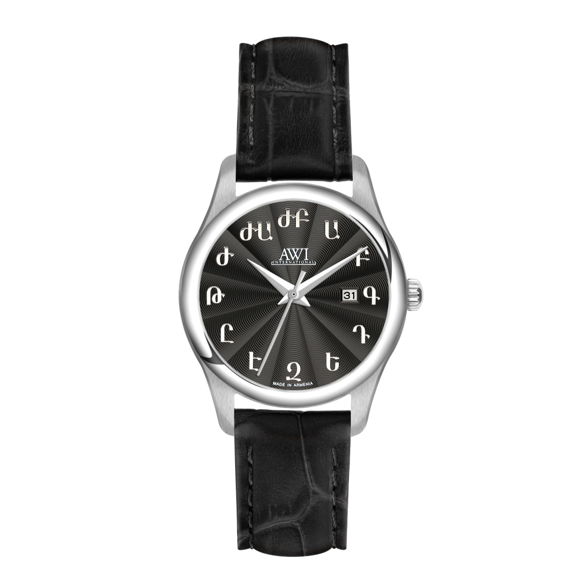 AWI Z173.3 Men's Black Dial Watch With Armenian Letters