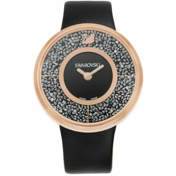 Swarovski 5045371 Crystalline Crystal Black Leather Women's Watch