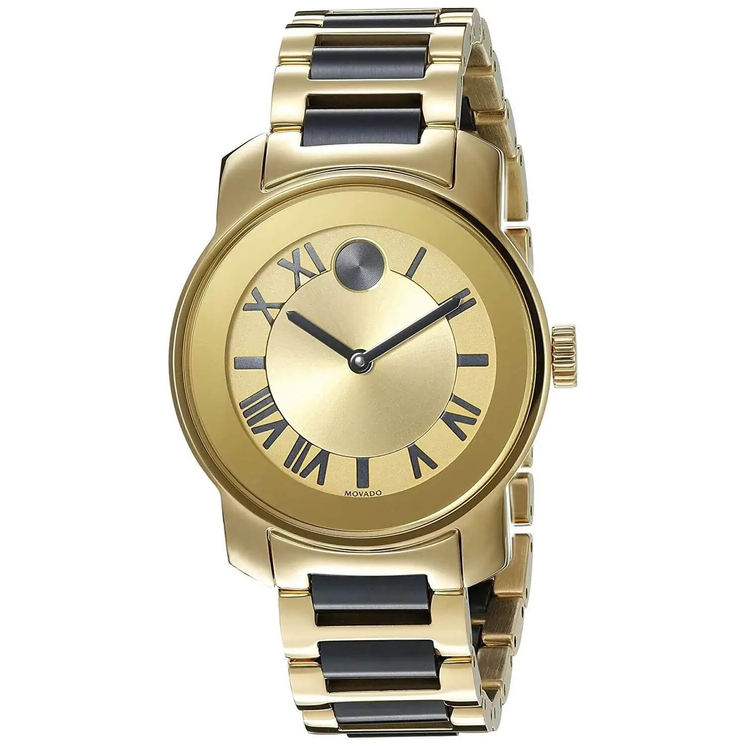 Movado 3600355 Bold Yellow Gold Tone Dial Two Tone Stainless Steel Ladies Watch Watch Depository 