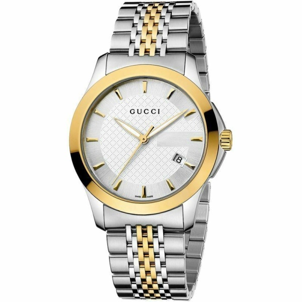 Gucci G-Timeless YA126409 Silver Dial Two Tone Stainless Steel Watch