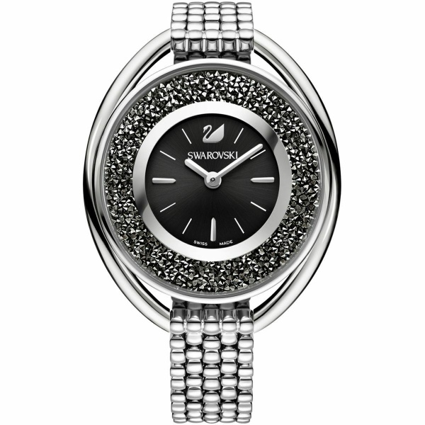 Swarovski 5181664 Crystalline Oval Black Silver Tone Bracelet Watch