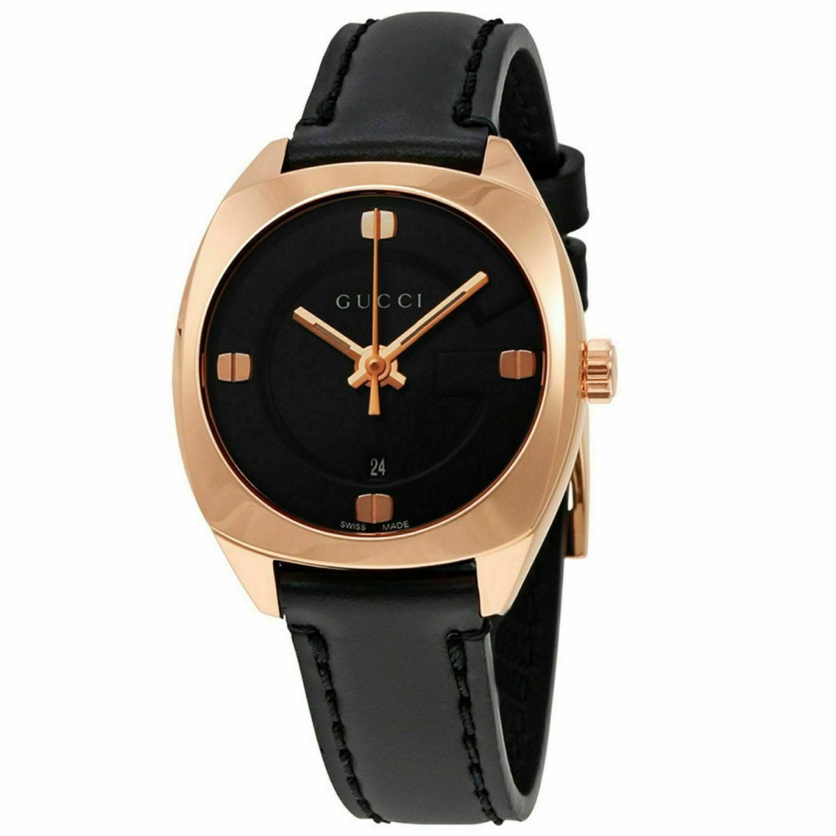 Gucci YA142509 Black Gold-tone Black Leather Women's Watch