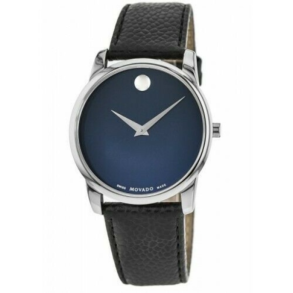 MOVADO 0607013 Museum Blue Dial Leather Classic Analog Men's Watch