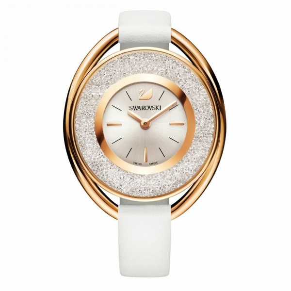 Swarovski 5230946 Crystalline Oval Rose Gold White Strap Watch