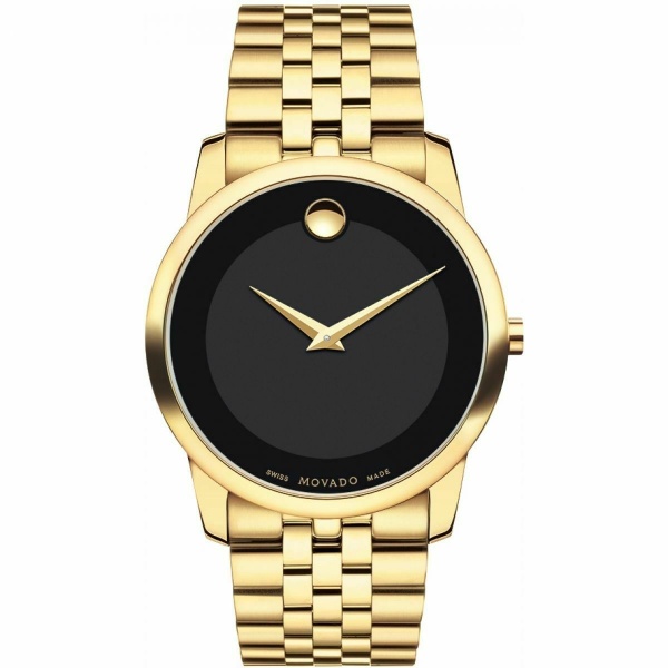 Movado 0606997 Museum Classic Black Dial Yellow PVD Men's Watch