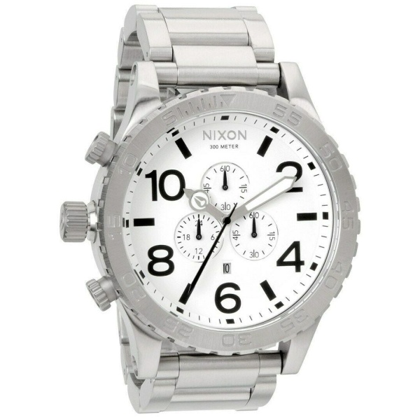 Nixon 51-30 Chronograph A083-100 White Dial Stainless Steel Men's Watch