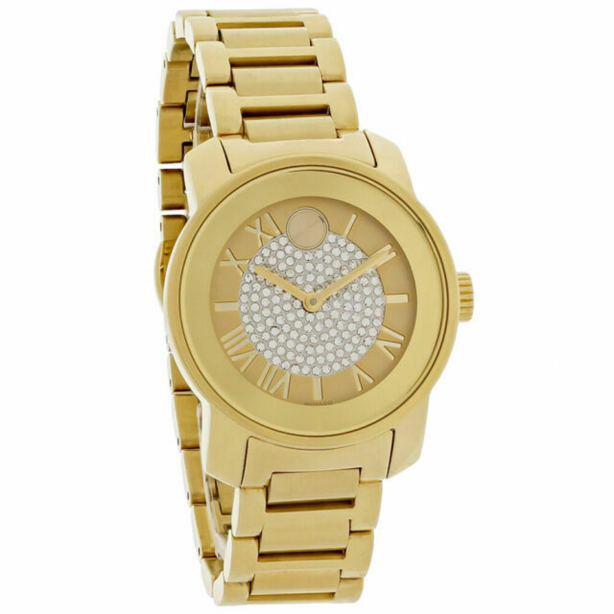 Movado 3600255 Bold Gold Pave Dial Stainless Steel Ladies Watch