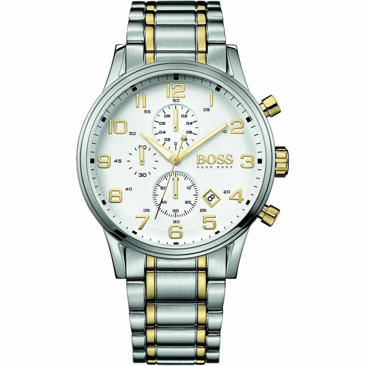 Hugo Boss 1513236 Aeroliner Chronograph White Dial Two-tone Men's Watch