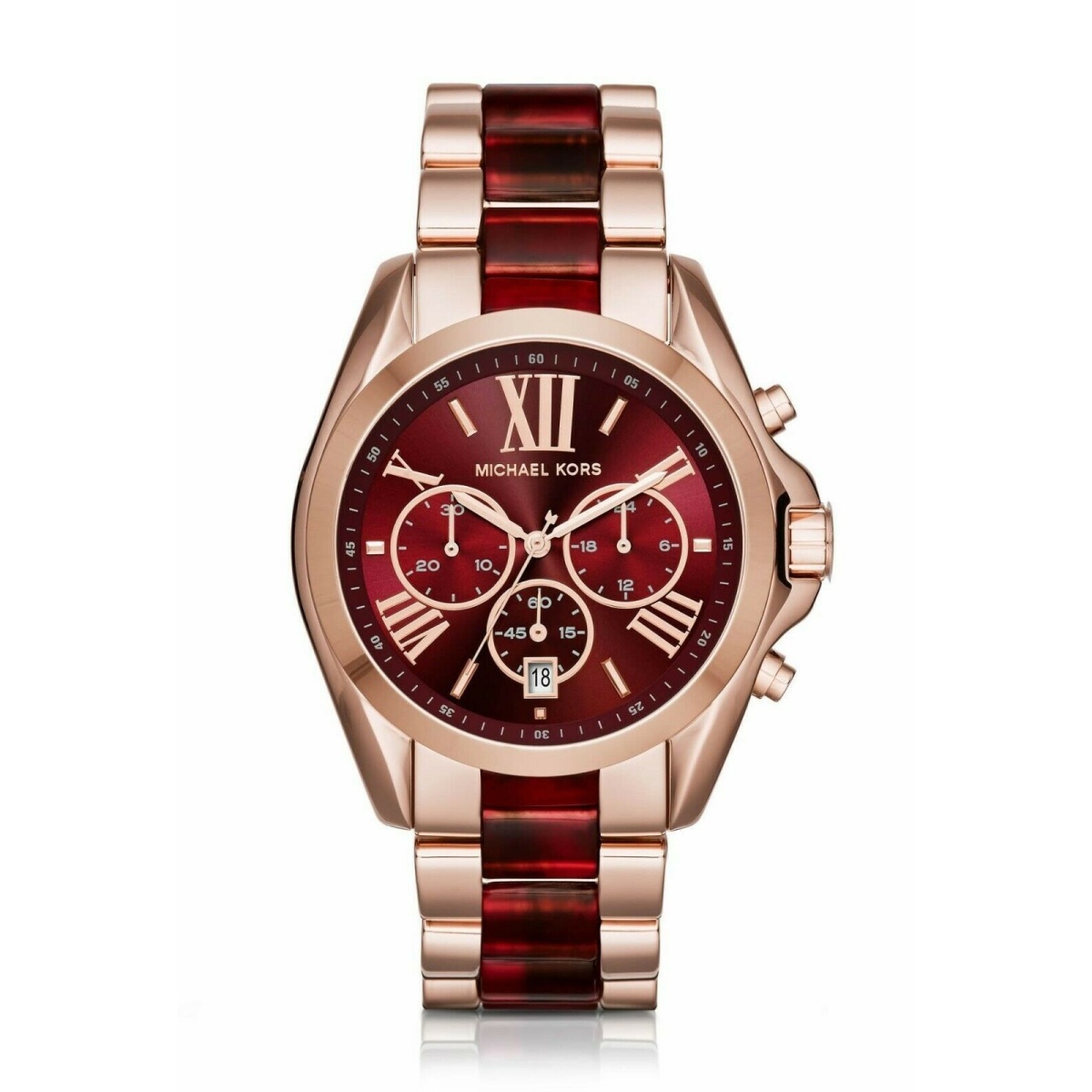 Michael Kors MK6270 Bradshaw Rose Gold Red Chronograph Women Watch