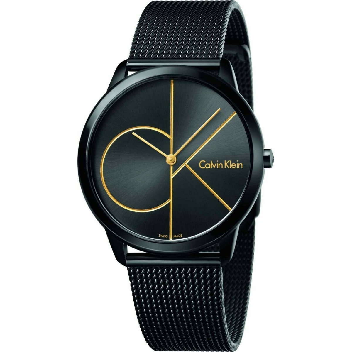 Calvin Klein K3M214X1 Minimal Men's Black Steel Mesh Strap Watch