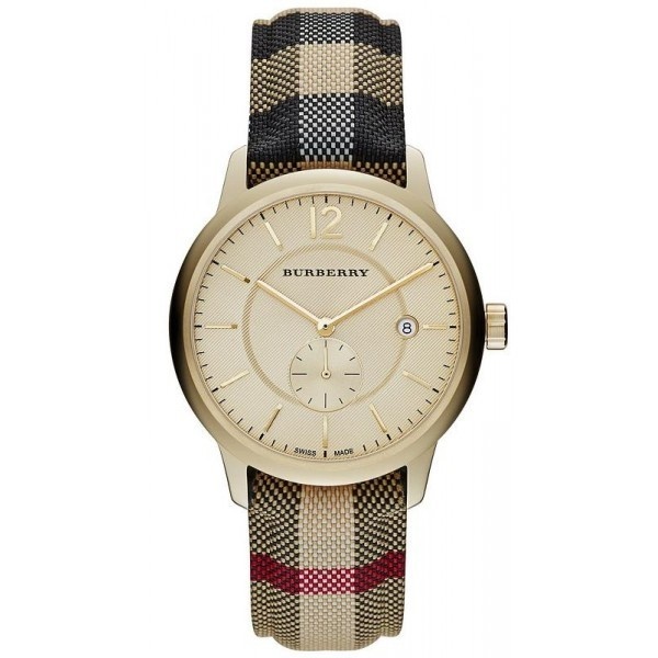 Burberry BU10001 Honey Check Gold Tone Leather Unisex 40mm Watch